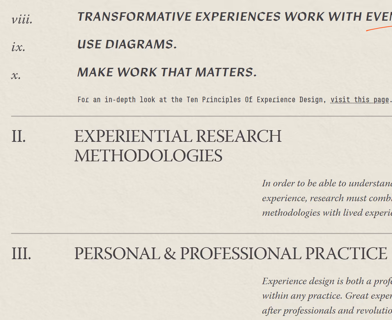 TOC excerpt from website