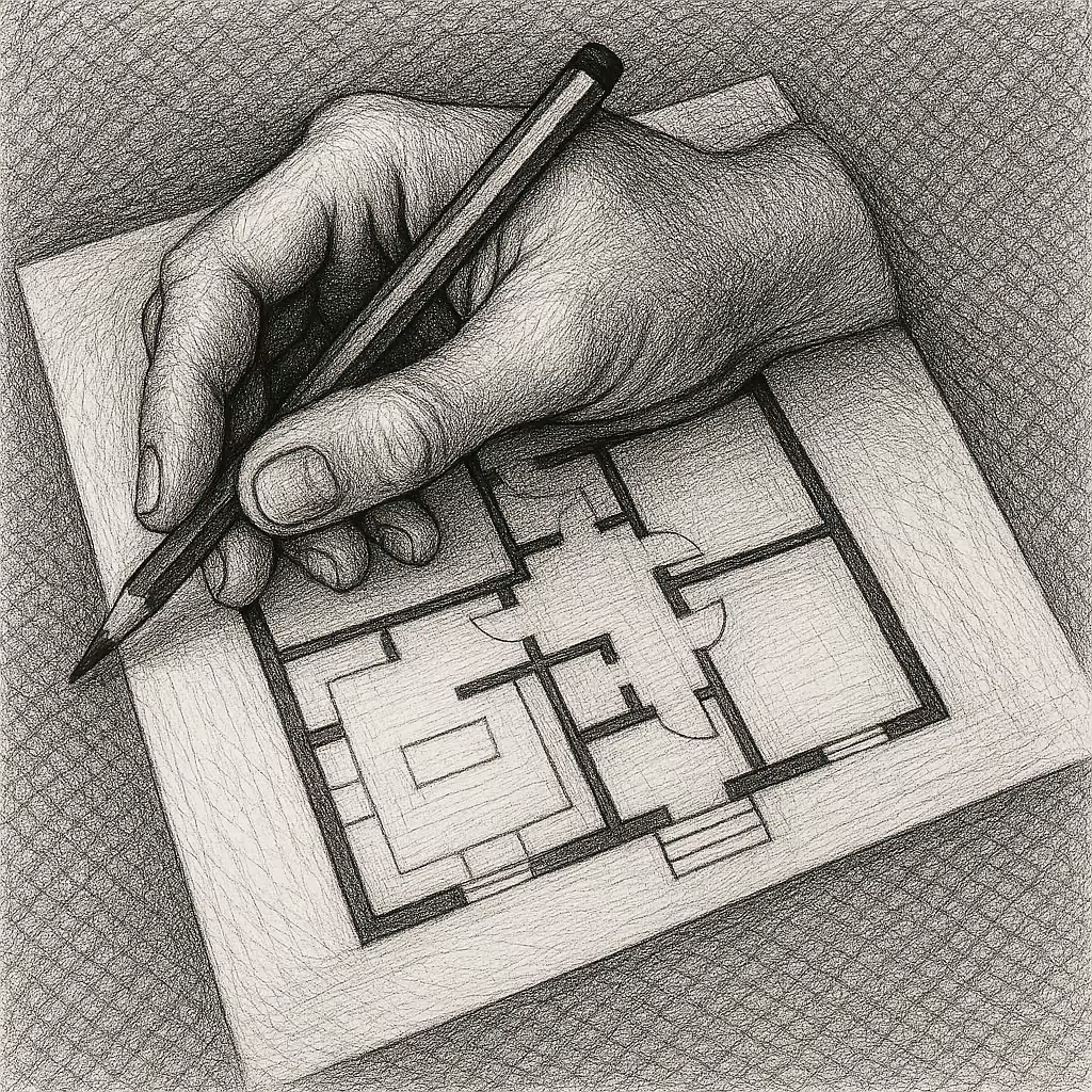 escher-esque pencil drawing
