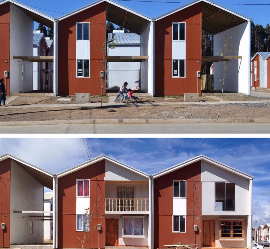 Aravena builds the hard parts and residents fill in the blanks